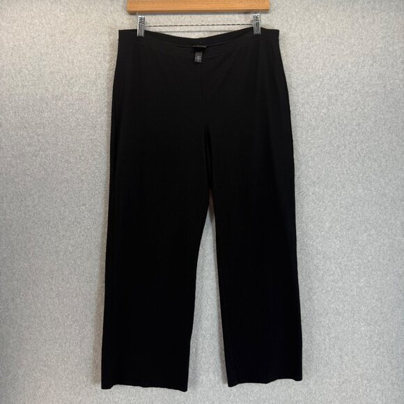 Eileen Fisher Womens Black Straight Leg‎ Pants Stretch Viscose Blend Size Medium - Picture 1 of 13